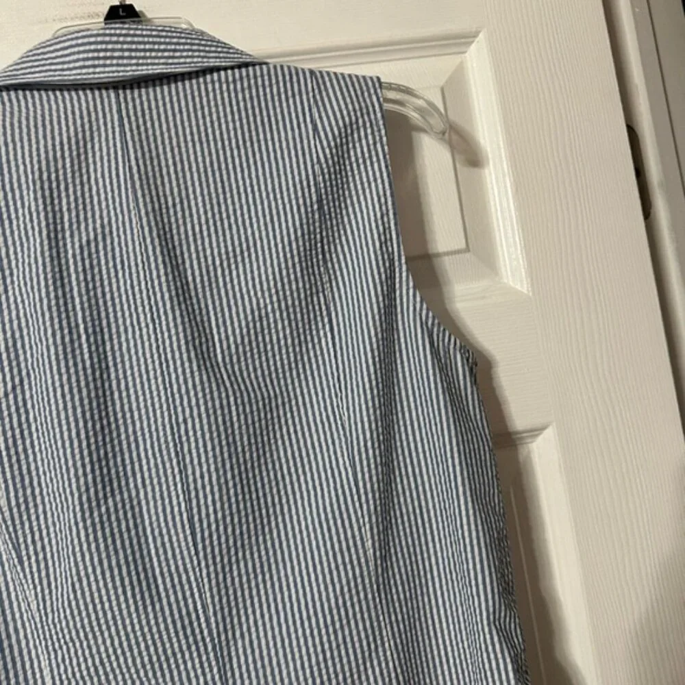 NWT Anne Klein Seersucker Sleeveless Shirt Dress - Picture 13 of 16